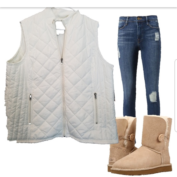 plus size white puffer vest
